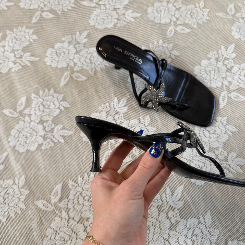Via Spiga Rhinestone Starfish Kitten Heels Size 8 - Picture 3 of 6